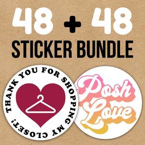 96 Posh Packaging Sticker Labels 2" Round Poshmark